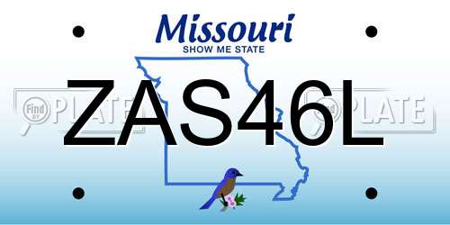 ZAS46L Missouri License Plate