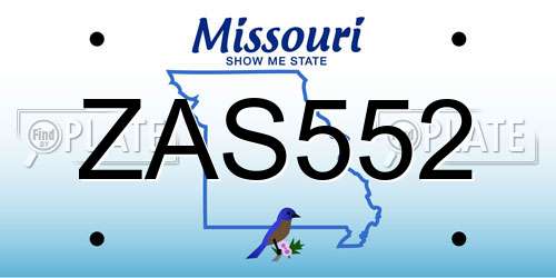 ZAS552 Missouri License Plate