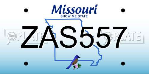 ZAS557 Missouri License Plate