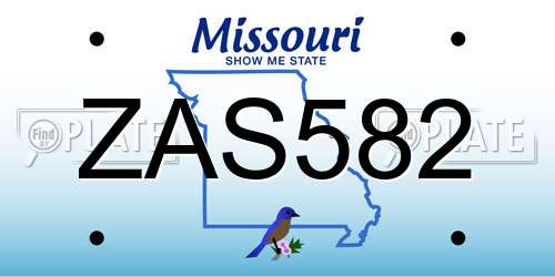 ZAS582 Missouri License Plate