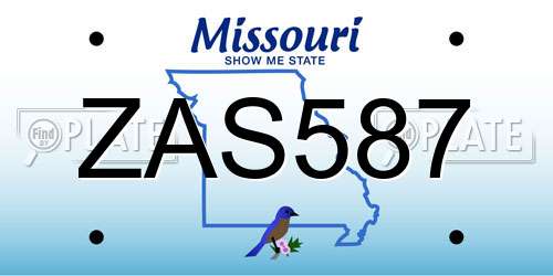 ZAS587 Missouri License Plate