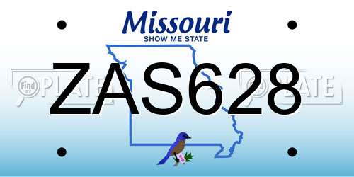 ZAS628 Missouri License Plate