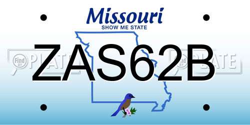 ZAS62B Missouri License Plate