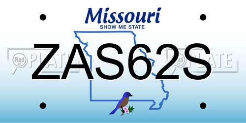 ZAS62S Missouri License Plate