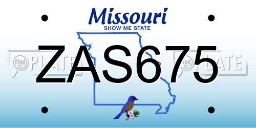 ZAS675 Missouri License Plate