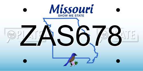 ZAS678 Missouri License Plate