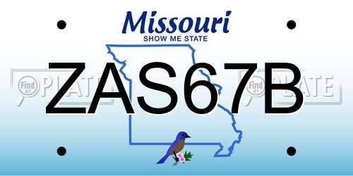 ZAS67B Missouri License Plate