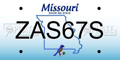 ZAS67S Missouri License Plate