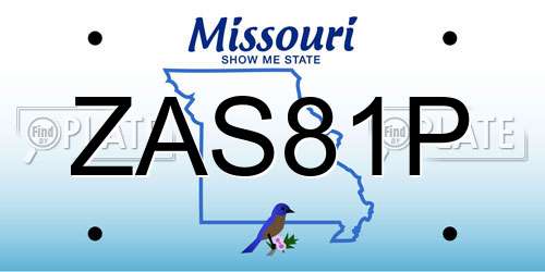 ZAS81P Missouri License Plate