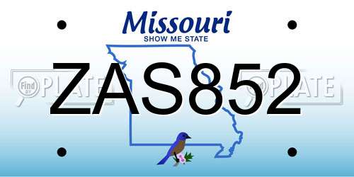ZAS852 Missouri License Plate