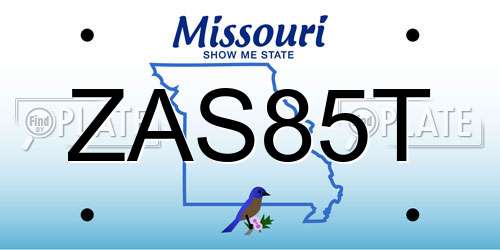 ZAS85T Missouri License Plate
