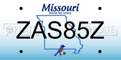 ZAS85Z Missouri License Plate