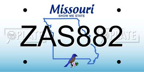 ZAS882 Missouri License Plate