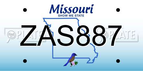 ZAS887 Missouri License Plate