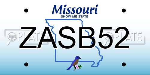 ZASB52 Missouri License Plate