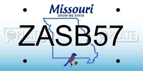 ZASB57 Missouri License Plate