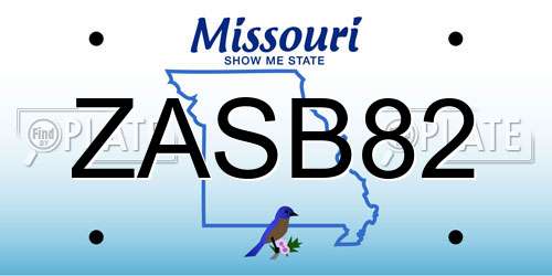 ZASB82 Missouri License Plate