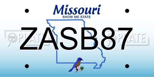 ZASB87 Missouri License Plate