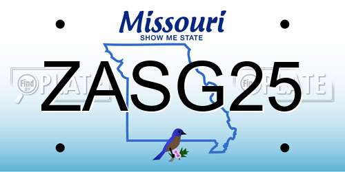 ZASG25 Missouri License Plate