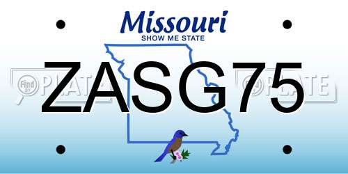 ZASG75 Missouri License Plate