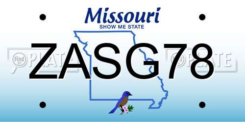 ZASG78 Missouri License Plate
