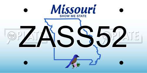 ZASS52 Missouri License Plate