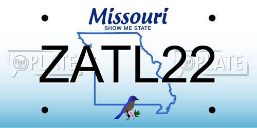 ZATL22 Missouri License Plate