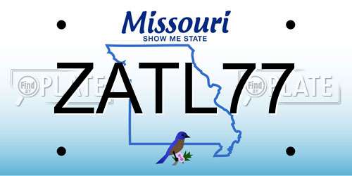 ZATL77 Missouri License Plate