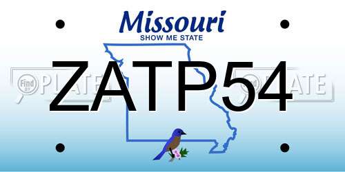 ZATP54 Missouri License Plate
