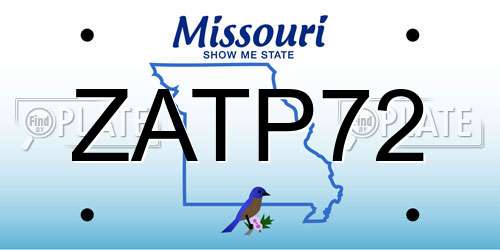 ZATP72 Missouri License Plate