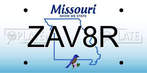 ZAV8R Missouri License Plate