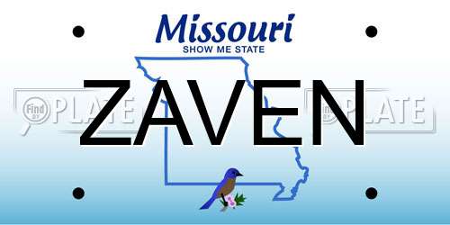 ZAVEN Missouri License Plate