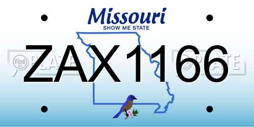 ZAX1166 Missouri License Plate