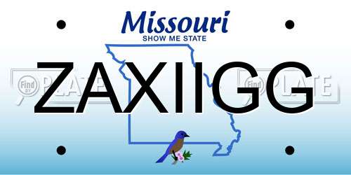 ZAXIIGG Missouri License Plate