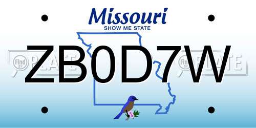 ZB0D7W Missouri License Plate