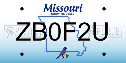 ZB0F2U Missouri License Plate