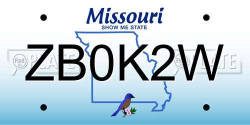 ZB0K2W Missouri License Plate