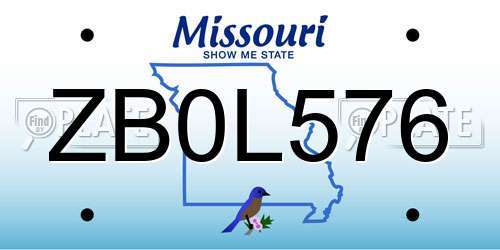 ZB0L576 Missouri License Plate
