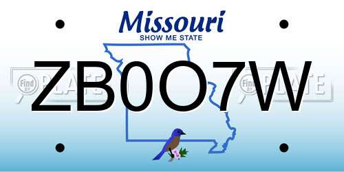 ZB0O7W Missouri License Plate
