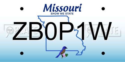 ZB0P1W Missouri License Plate
