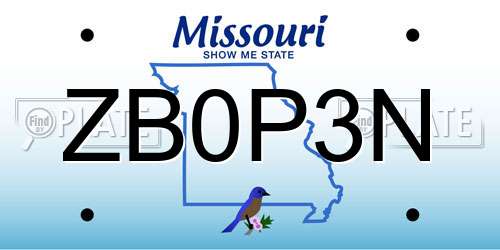 ZB0P3N Missouri License Plate