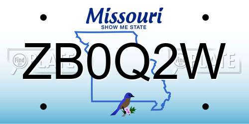 ZB0Q2W Missouri License Plate