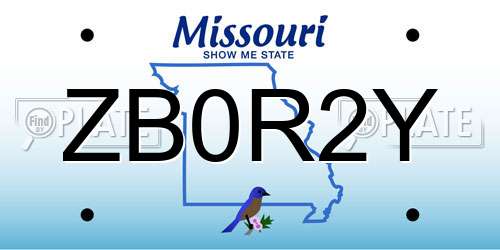 ZB0R2Y Missouri License Plate
