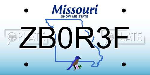 ZB0R3F Missouri License Plate