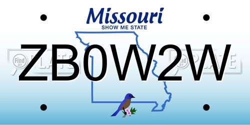 ZB0W2W Missouri License Plate