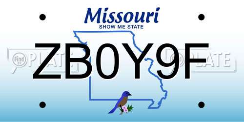 ZB0Y9F Missouri License Plate