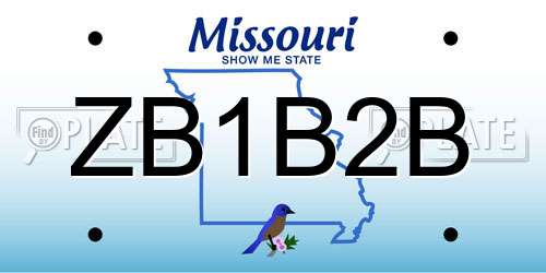 ZB1B2B Missouri License Plate