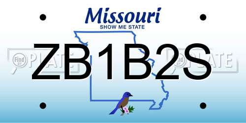 ZB1B2S Missouri License Plate