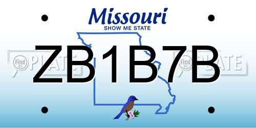 ZB1B7B Missouri License Plate