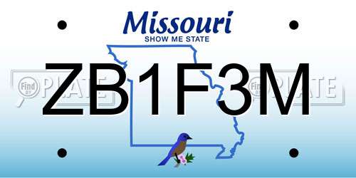 ZB1F3M Missouri License Plate